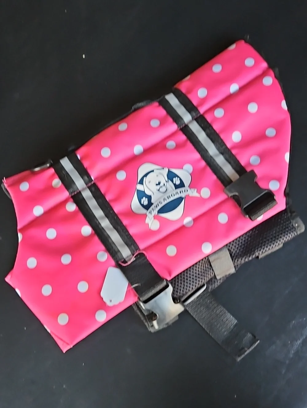 Pink Polka Dot Dog Life Jacket with Reflective Straps